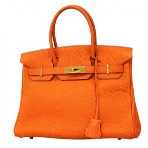 Hermes Birkin 30 handbag, Togo leather, orange, □H stamp, women's.